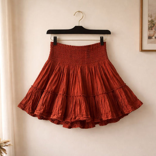Cotton linen skirt Yellow & Red
