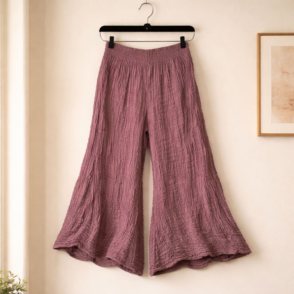 Cotton linen trouser dark peach & dark blue Fit to small-extra large