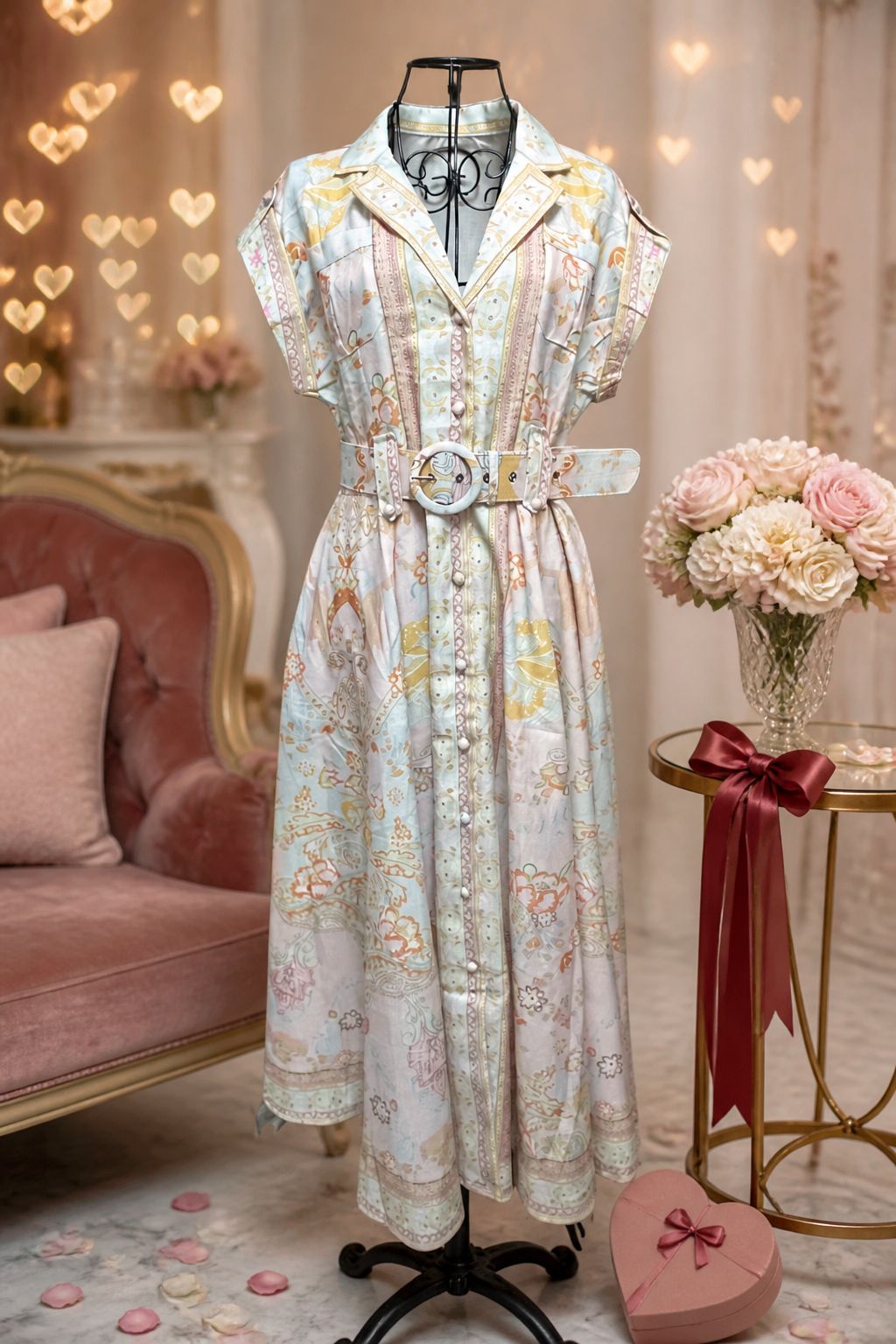 Pastel bloom belted dress