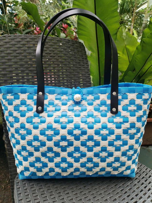 Bayong Hand-woven Bag – Blue & White