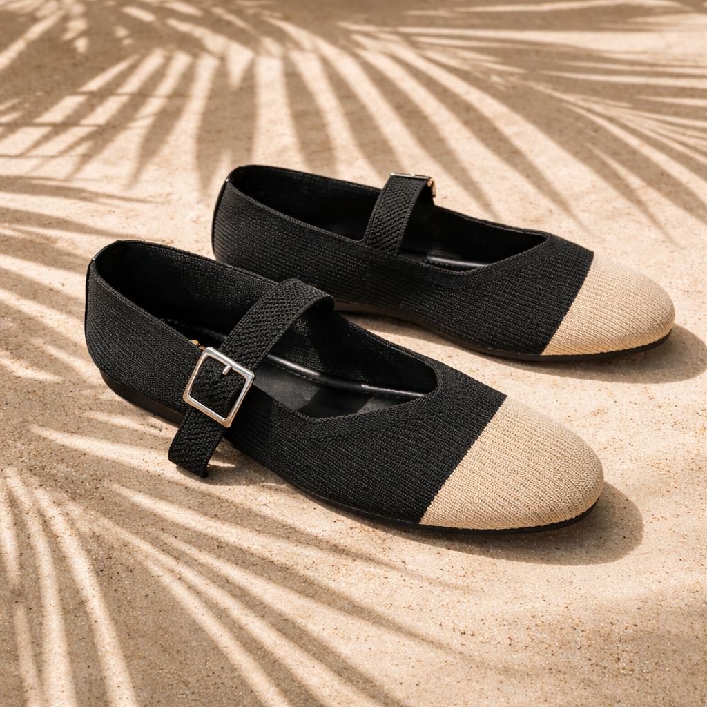 Kim collection- Black beige & Marron black Vien Mary Jane