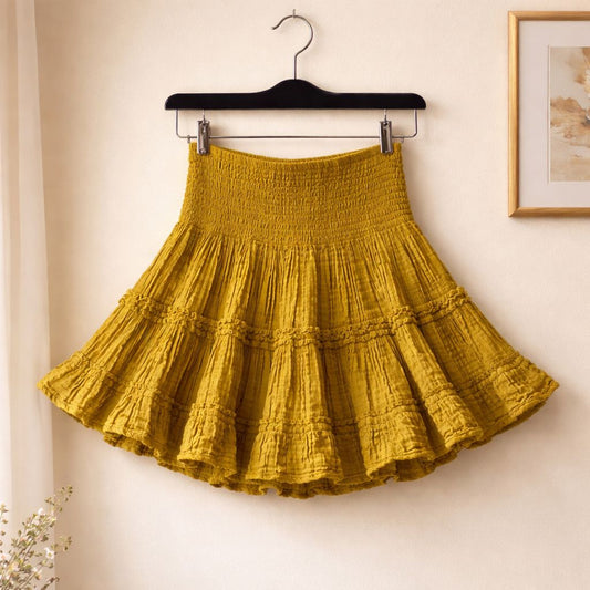 Cotton linen skirt Yellow & Red