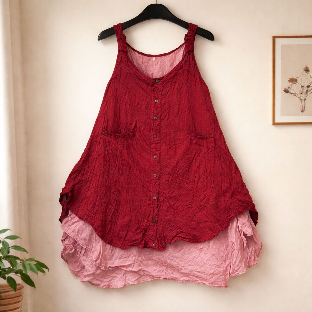 Summer layer dress- Maroon, Yellow, Dark orange & khaki green