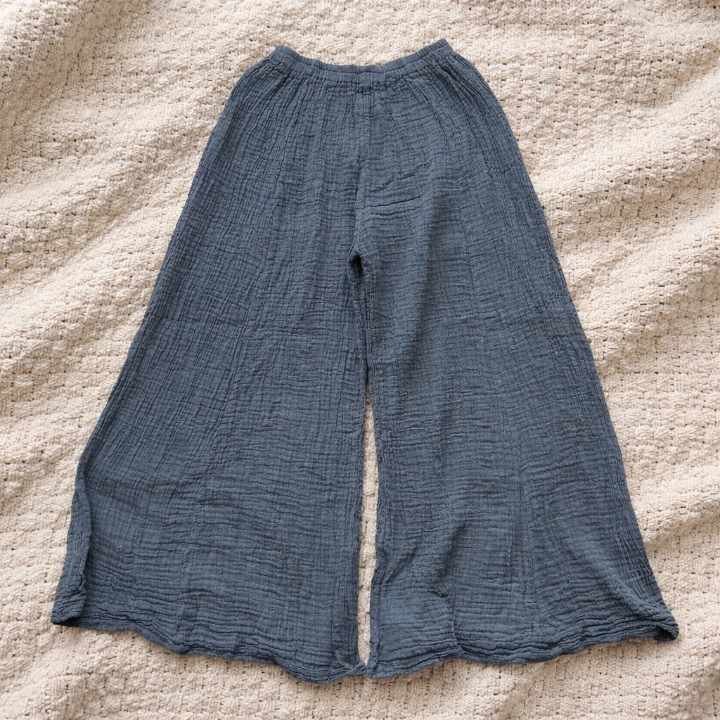 Cotton linen trouser dark peach & dark blue Fit to small-extra large