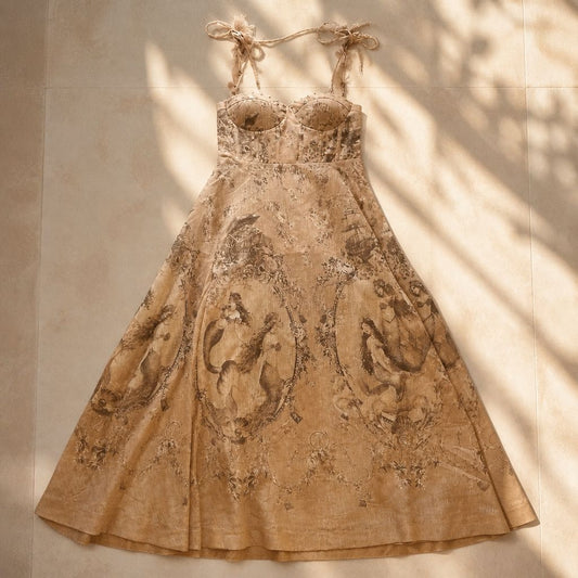 Premium zimmer dress brown and blue