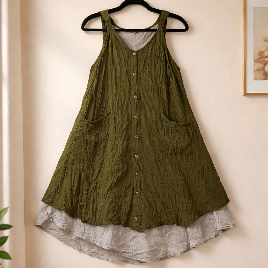 Summer layer dress- Maroon, Yellow, Dark orange & khaki green