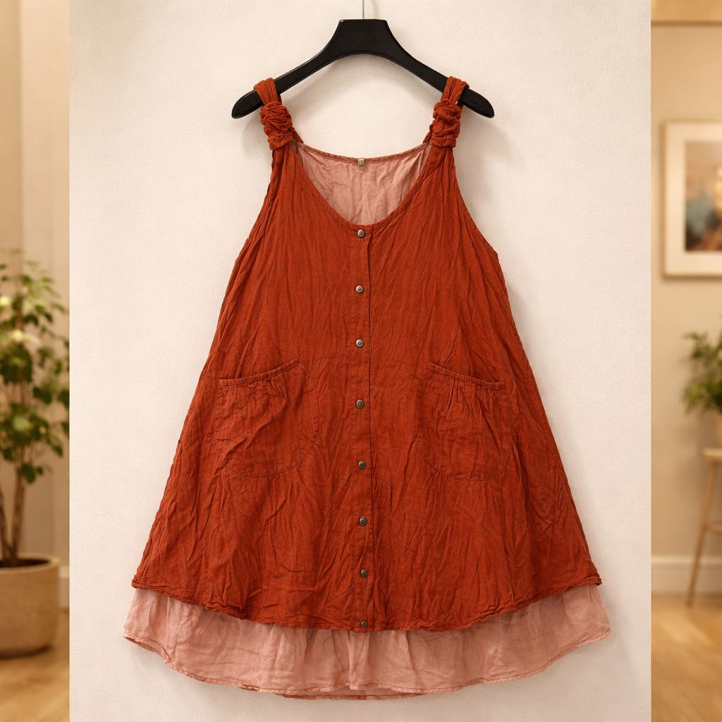 Summer layer dress- Maroon, Yellow, Dark orange & khaki green
